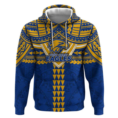 Personalized West Coast Eagles Hoodie Polynesian Tribal Pattern Heritage Football