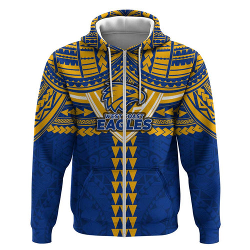 Personalized West Coast Eagles Hoodie Polynesian Tribal Pattern Heritage Football