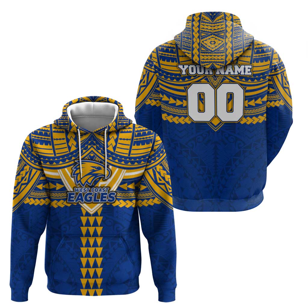 Personalized West Coast Eagles Hoodie Polynesian Tribal Pattern Heritage Football