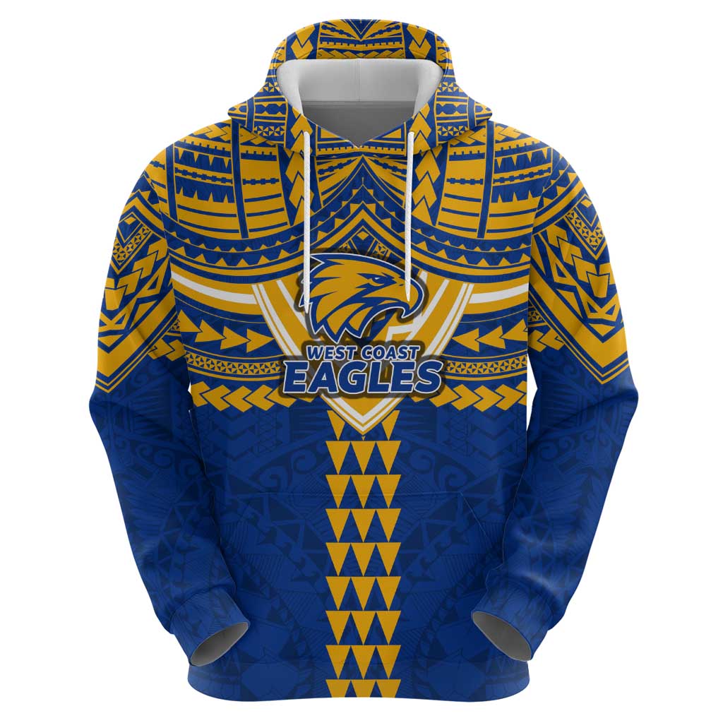 Personalized West Coast Eagles Hoodie Polynesian Tribal Pattern Heritage Football