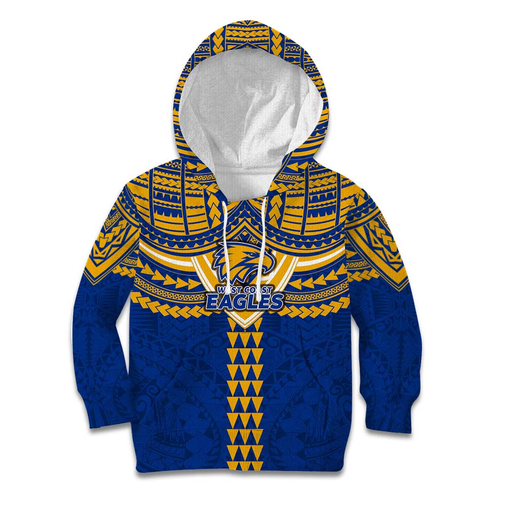 Personalized West Coast Eagles Kid Hoodie Polynesian Tribal Pattern Heritage Football