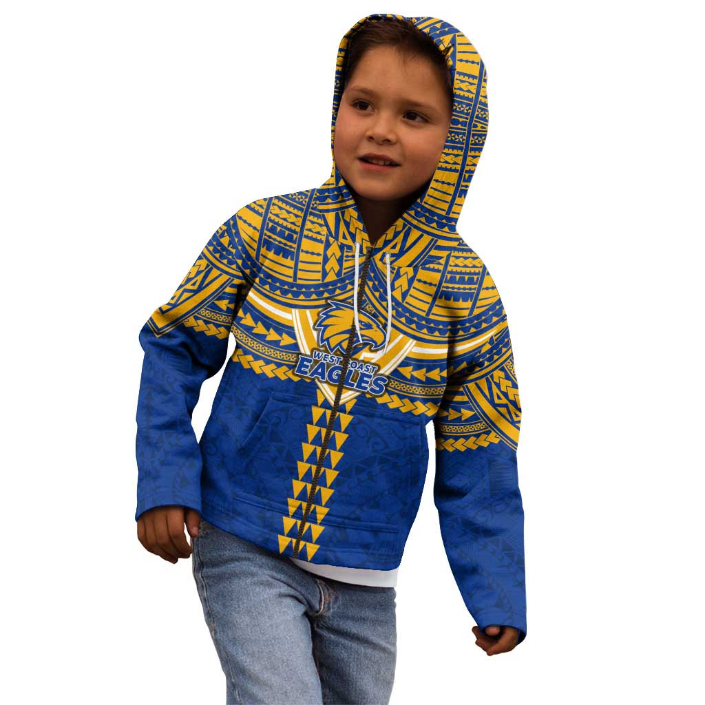 Personalized West Coast Eagles Kid Hoodie Polynesian Tribal Pattern Heritage Football