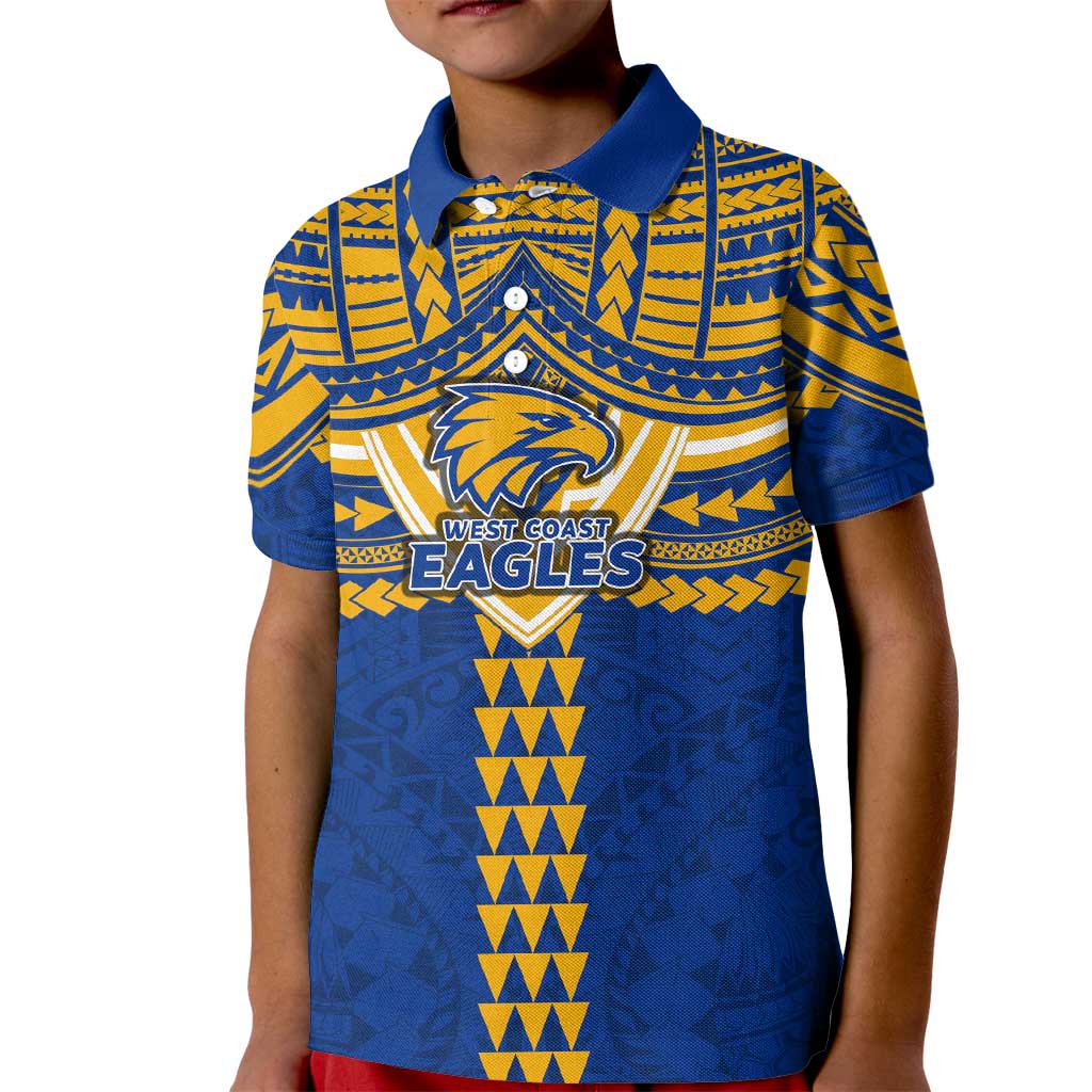Personalized West Coast Eagles Kid Polo Shirt Polynesian Tribal Pattern Heritage Football