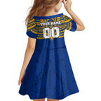 Personalized West Coast Eagles Kid Short Sleeve Dress Polynesian Tribal Pattern Heritage Football