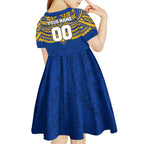 Personalized West Coast Eagles Kid Short Sleeve Dress Polynesian Tribal Pattern Heritage Football