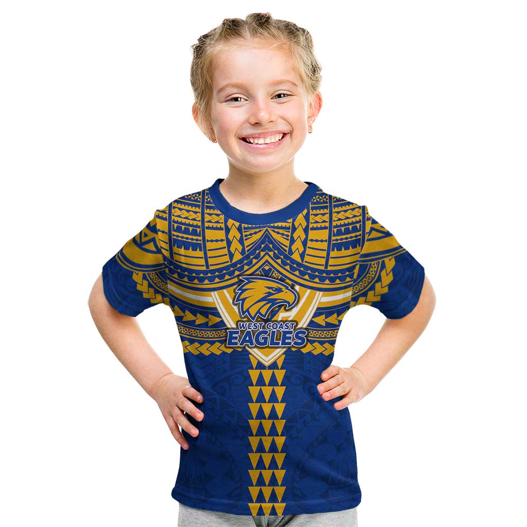 Personalized West Coast Eagles Kid T Shirt Polynesian Tribal Pattern Heritage Football