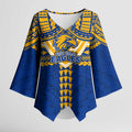 Personalized West Coast Eagles Kimono Sleeve Blouse Polynesian Tribal Pattern Heritage Football