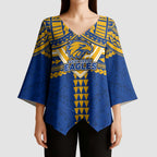 Personalized West Coast Eagles Kimono Sleeve Blouse Polynesian Tribal Pattern Heritage Football