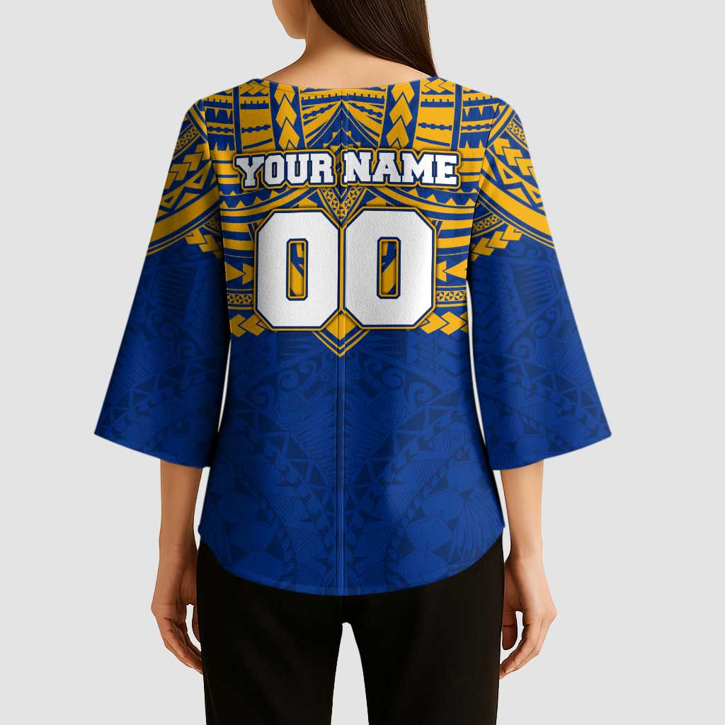 Personalized West Coast Eagles Kimono Sleeve Blouse Polynesian Tribal Pattern Heritage Football