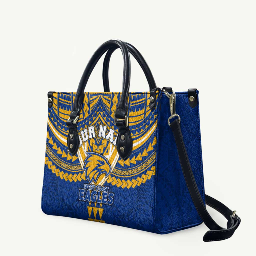 Personalized West Coast Eagles Leather Bag Polynesian Tribal Pattern Heritage Football