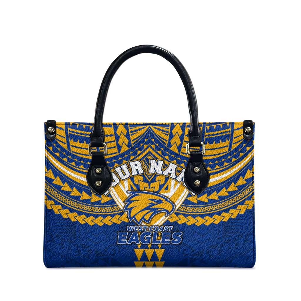 Personalized West Coast Eagles Leather Bag Polynesian Tribal Pattern Heritage Football