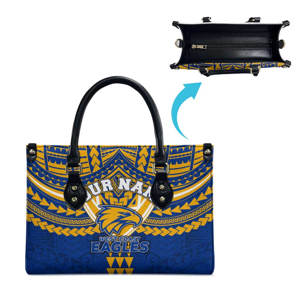 Personalized West Coast Eagles Leather Bag Polynesian Tribal Pattern Heritage Football