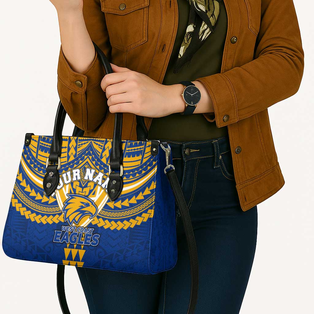 Personalized West Coast Eagles Leather Bag Polynesian Tribal Pattern Heritage Football