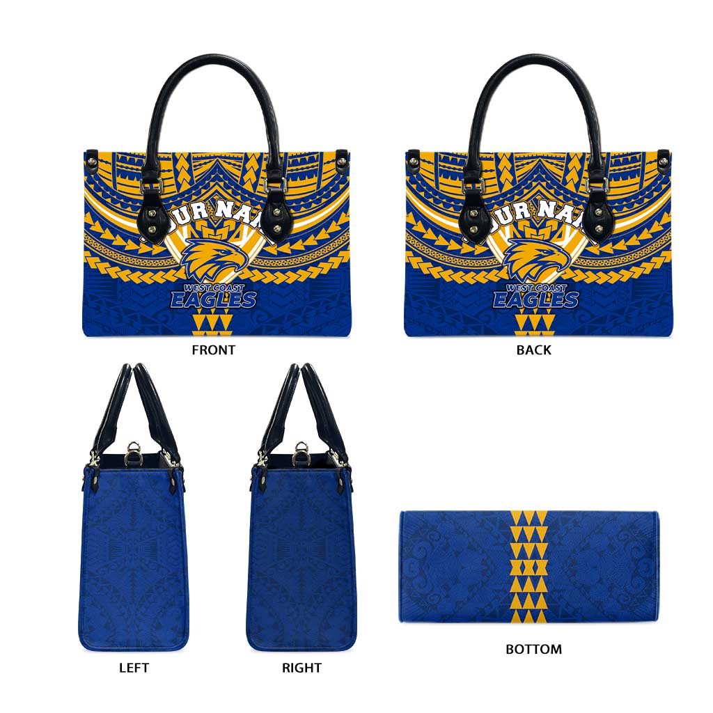 Personalized West Coast Eagles Leather Bag Polynesian Tribal Pattern Heritage Football