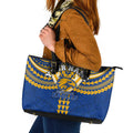 Personalized West Coast Eagles Leather Tote Bag Polynesian Tribal Pattern Heritage Football