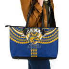 Personalized West Coast Eagles Leather Tote Bag Polynesian Tribal Pattern Heritage Football