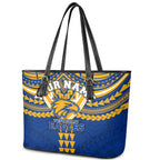 Personalized West Coast Eagles Leather Tote Bag Polynesian Tribal Pattern Heritage Football
