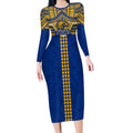 Personalized West Coast Eagles Long Sleeve Bodycon Dress Polynesian Tribal Pattern Heritage Football