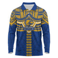 Personalized West Coast Eagles Long Sleeve Polo Shirt Polynesian Tribal Pattern Heritage Football