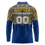 Personalized West Coast Eagles Long Sleeve Polo Shirt Polynesian Tribal Pattern Heritage Football