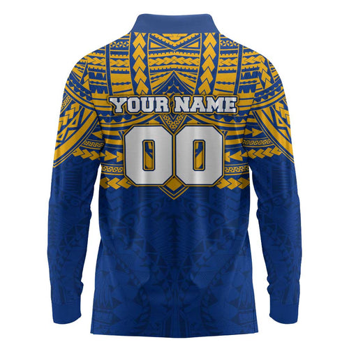 Personalized West Coast Eagles Long Sleeve Polo Shirt Polynesian Tribal Pattern Heritage Football