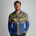 Personalized West Coast Eagles Long Sleeve Polo Shirt Polynesian Tribal Pattern Heritage Football