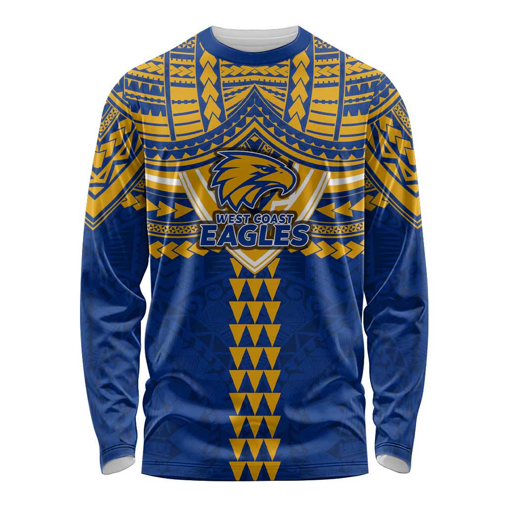 Personalized West Coast Eagles Long Sleeve Shirt Polynesian Tribal Pattern Heritage Football