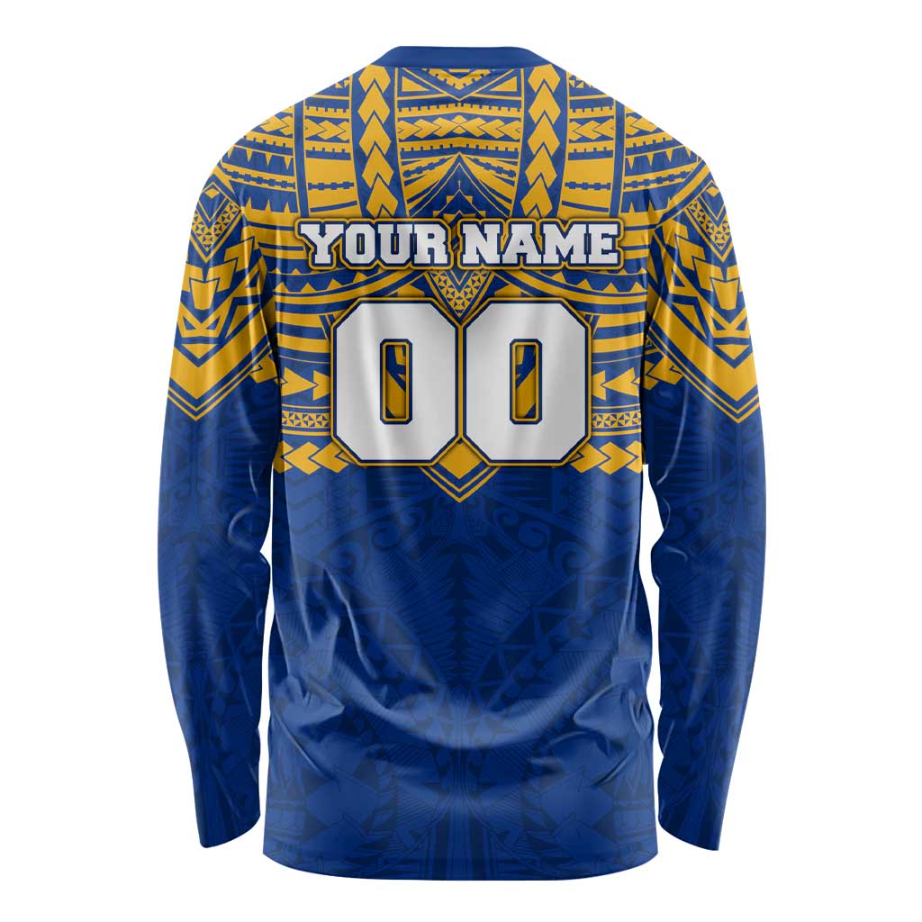 Personalized West Coast Eagles Long Sleeve Shirt Polynesian Tribal Pattern Heritage Football