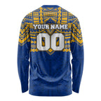 Personalized West Coast Eagles Long Sleeve Shirt Polynesian Tribal Pattern Heritage Football