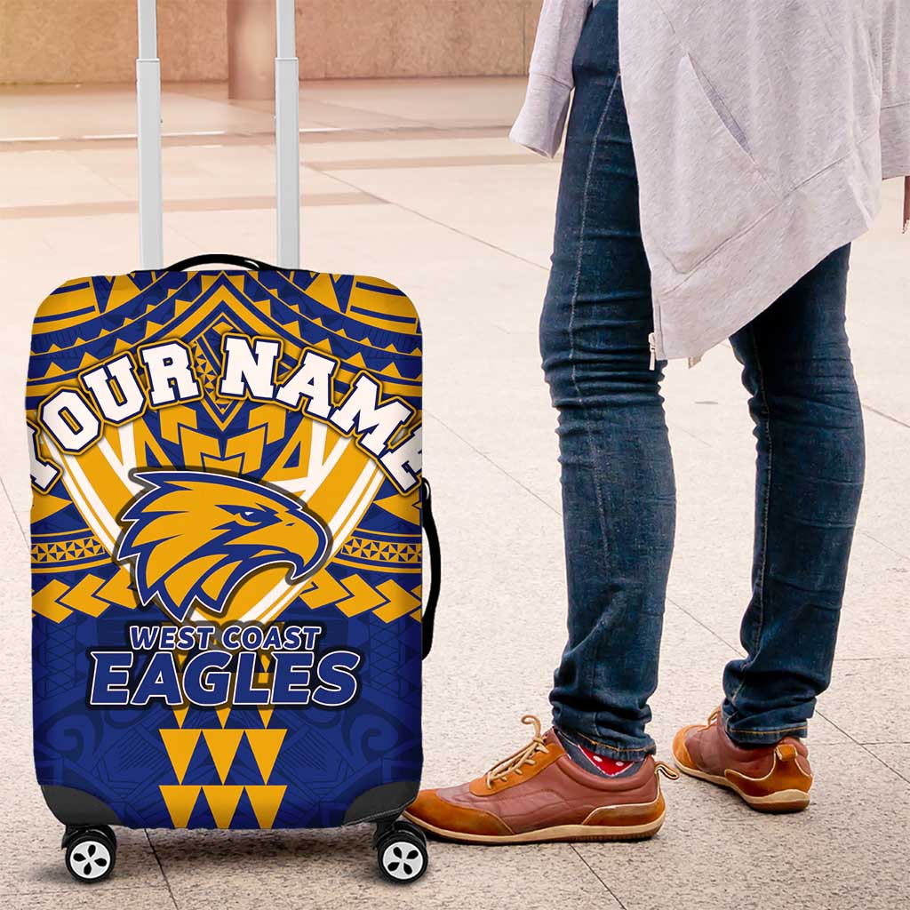 Personalized West Coast Eagles Luggage Cover Polynesian Tribal Pattern Heritage Football