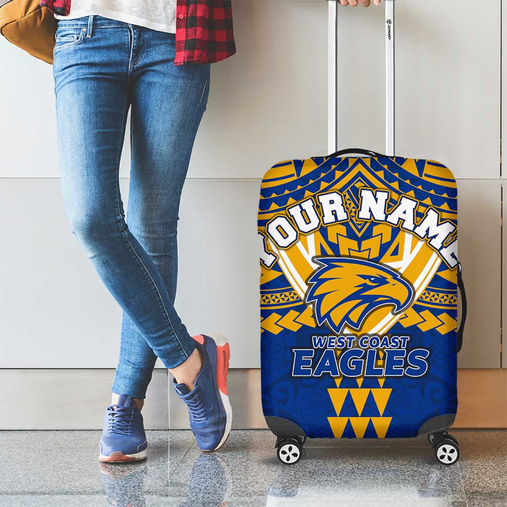 Personalized West Coast Eagles Luggage Cover Polynesian Tribal Pattern Heritage Football