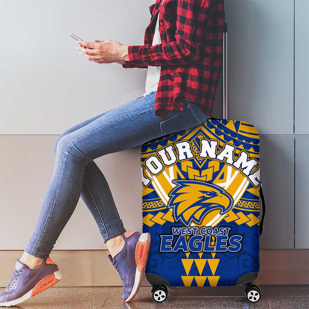Personalized West Coast Eagles Luggage Cover Polynesian Tribal Pattern Heritage Football