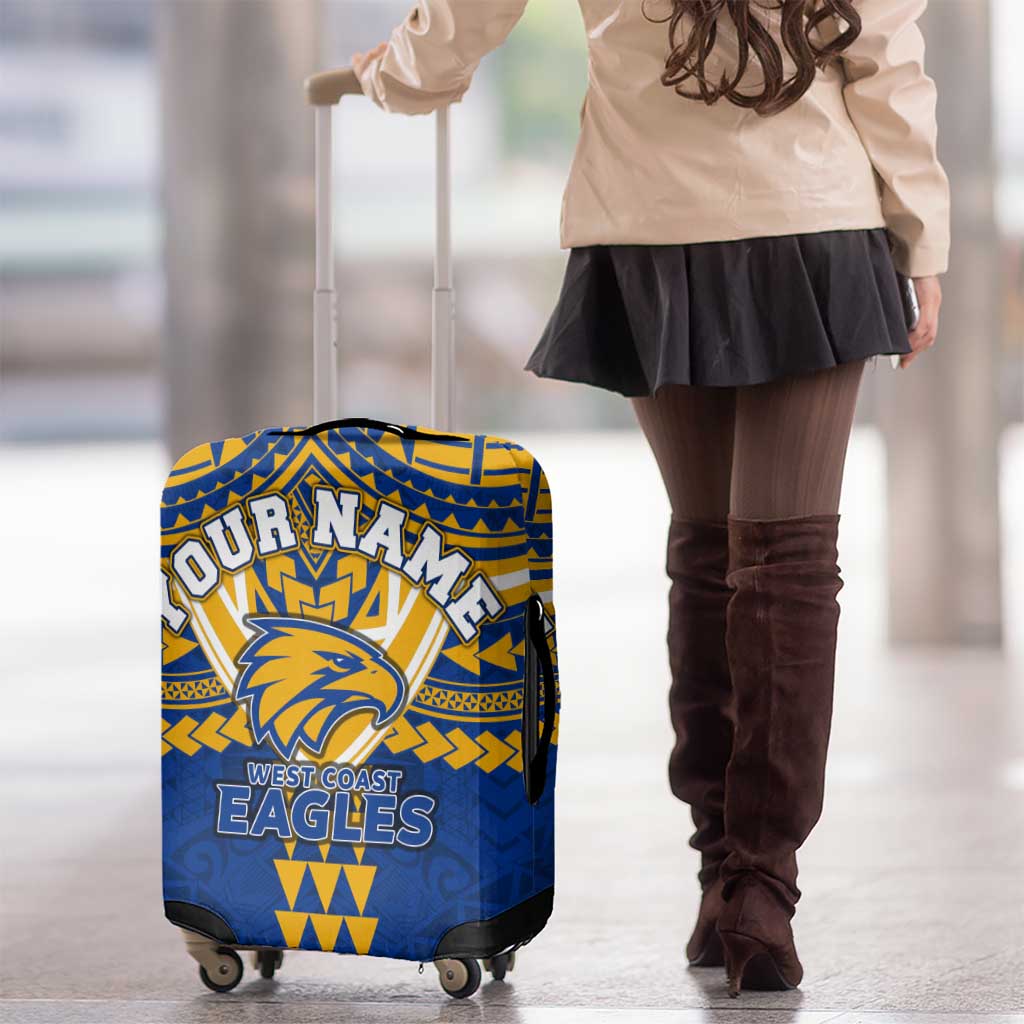 Personalized West Coast Eagles Luggage Cover Polynesian Tribal Pattern Heritage Football