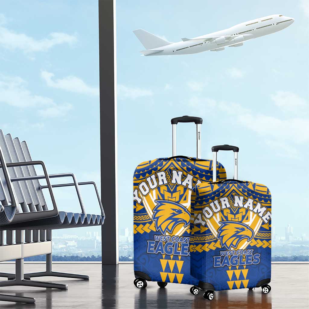 Personalized West Coast Eagles Luggage Cover Polynesian Tribal Pattern Heritage Football