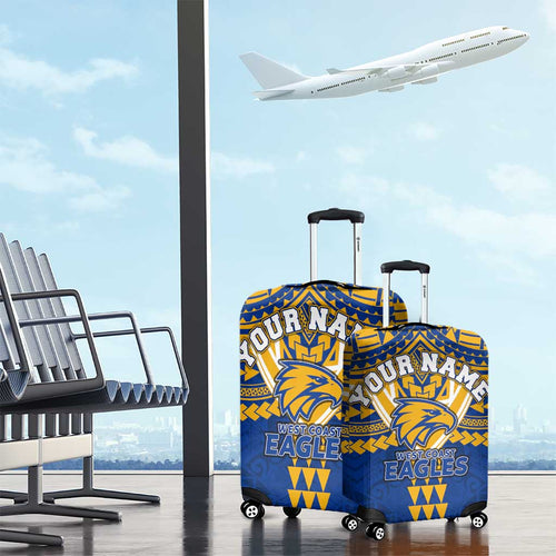 Personalized West Coast Eagles Luggage Cover Polynesian Tribal Pattern Heritage Football