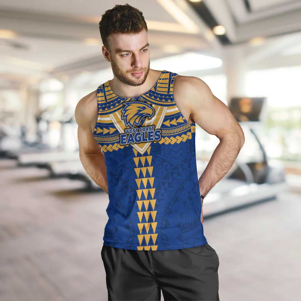 Personalized West Coast Eagles Men Tank Top Polynesian Tribal Pattern Heritage Football