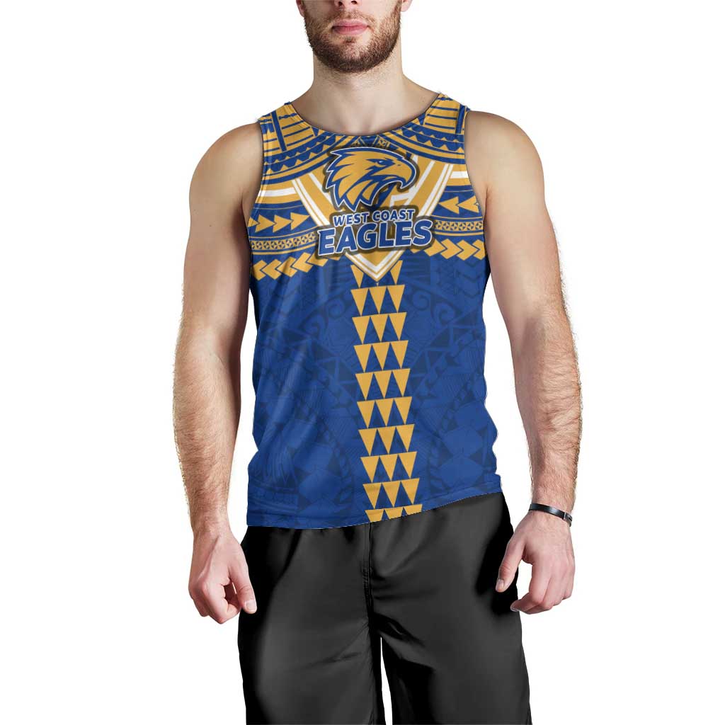 Personalized West Coast Eagles Men Tank Top Polynesian Tribal Pattern Heritage Football