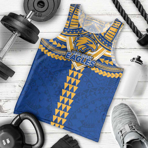 Personalized West Coast Eagles Men Tank Top Polynesian Tribal Pattern Heritage Football