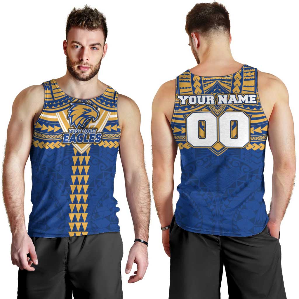 Personalized West Coast Eagles Men Tank Top Polynesian Tribal Pattern Heritage Football