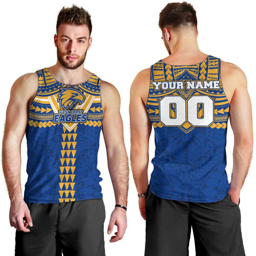 Personalized West Coast Eagles Men Tank Top Polynesian Tribal Pattern Heritage Football