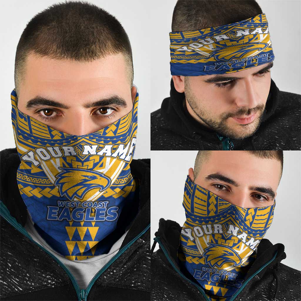 Personalized West Coast Eagles Neck Gaiter Polynesian Tribal Pattern Heritage Football
