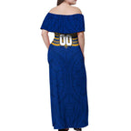 Personalized West Coast Eagles Off Shoulder Maxi Dress Polynesian Tribal Pattern Heritage Football