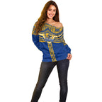 Personalized West Coast Eagles Off Shoulder Sweater Polynesian Tribal Pattern Heritage Football