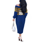 Personalized West Coast Eagles Off The Shoulder Long Sleeve Dress Polynesian Tribal Pattern Heritage Football