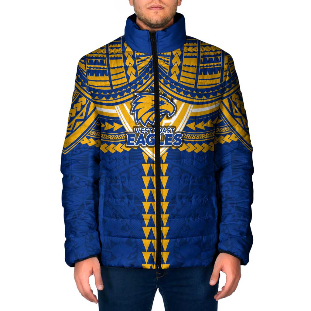 Personalized West Coast Eagles Padded Jacket Polynesian Tribal Pattern Heritage Football