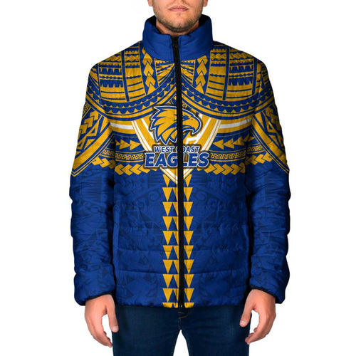 Personalized West Coast Eagles Padded Jacket Polynesian Tribal Pattern Heritage Football