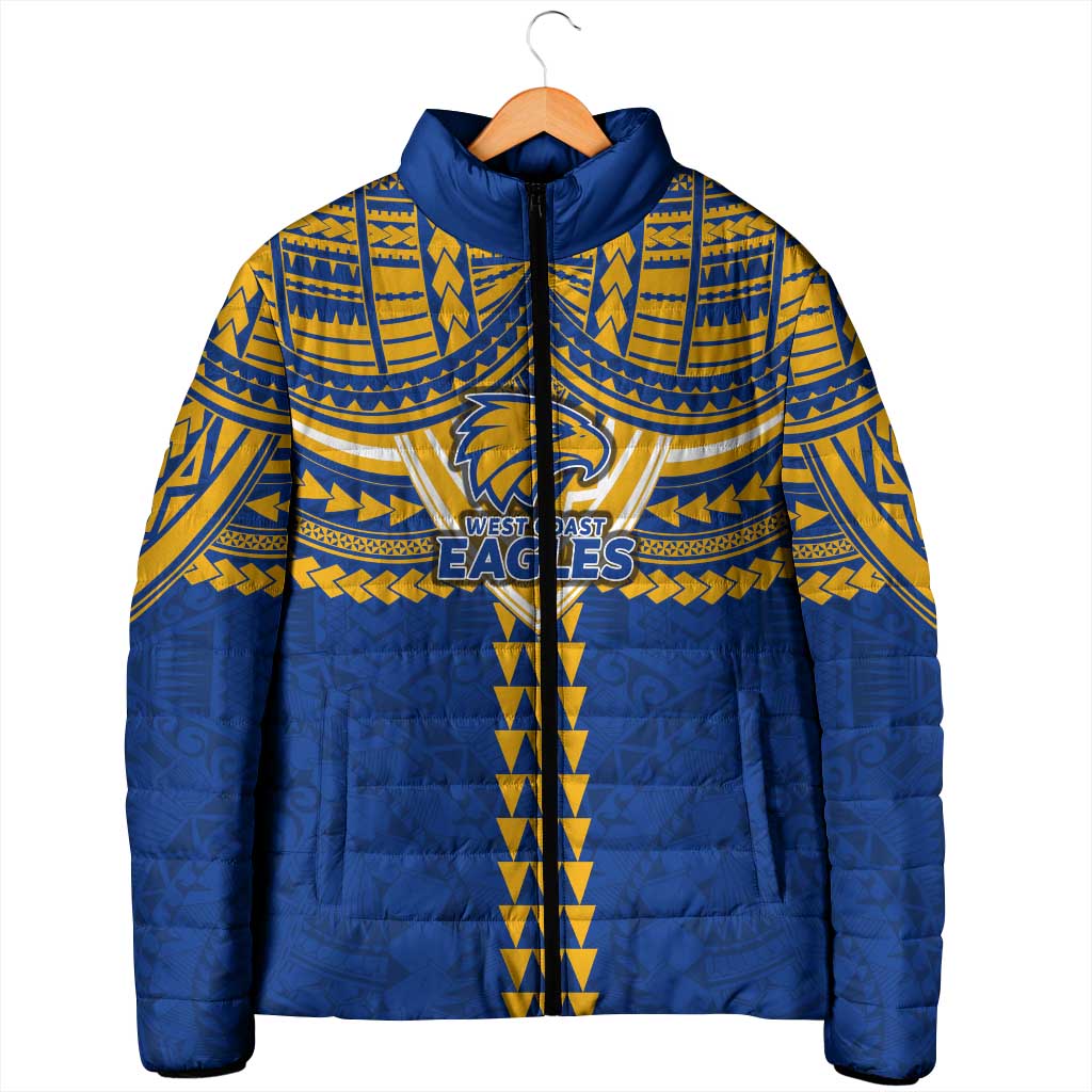 Personalized West Coast Eagles Padded Jacket Polynesian Tribal Pattern Heritage Football