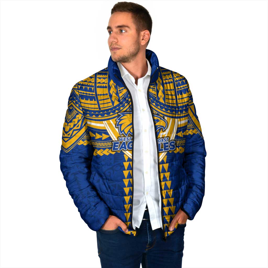 Personalized West Coast Eagles Padded Jacket Polynesian Tribal Pattern Heritage Football