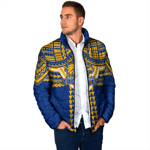 Personalized West Coast Eagles Padded Jacket Polynesian Tribal Pattern Heritage Football