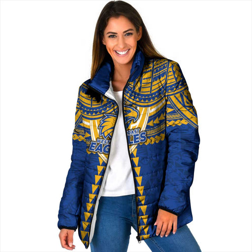 Personalized West Coast Eagles Padded Jacket Polynesian Tribal Pattern Heritage Football
